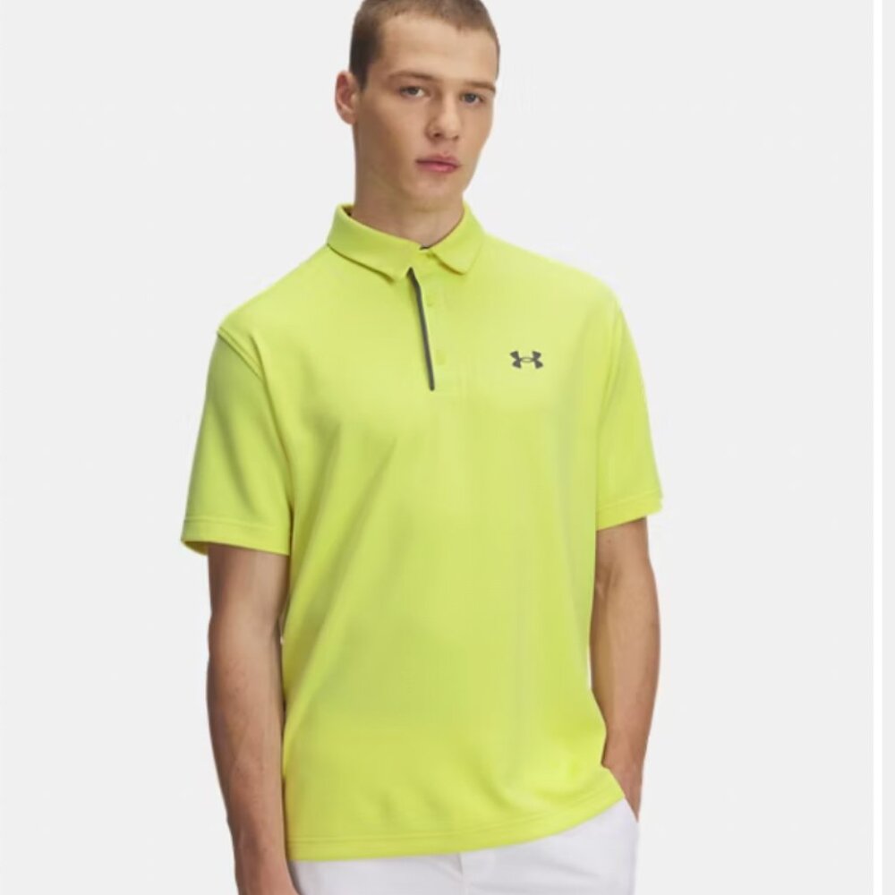 Under Armour Light Yellow Polo with Black Logo